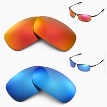 Walleva Fire Red + Ice Blue Polarized Replacement Lenses For Oakley Crosshair 2.0 (2010 version) (OO4044 Series) Sunglasses